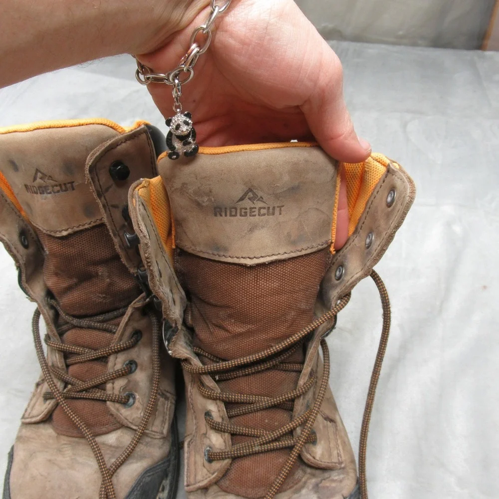 Ridgecut Mens 10W Work Boots Brown Leather Waterproof Steel Toe Utility Rugged‎